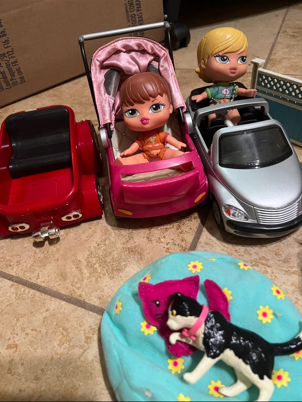 Lot of Bratz dolls, Barbie, many others, furniture, cars, accessories